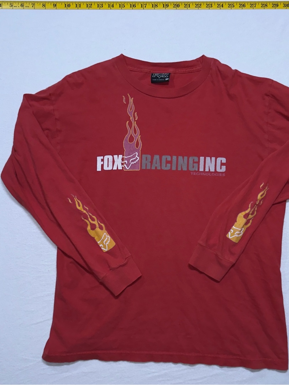 Vintage 2000s Fox racing graphic flame sleeves Long Sleeve Tee - Red